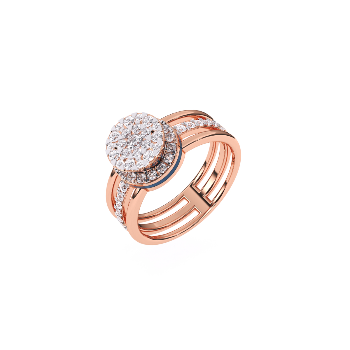 Rose Gold Round Diamond Halo Bridal Wedding Ring